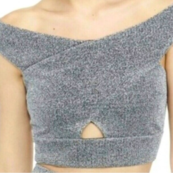 Express Tops Silver Glitter Crop Top Poshmark